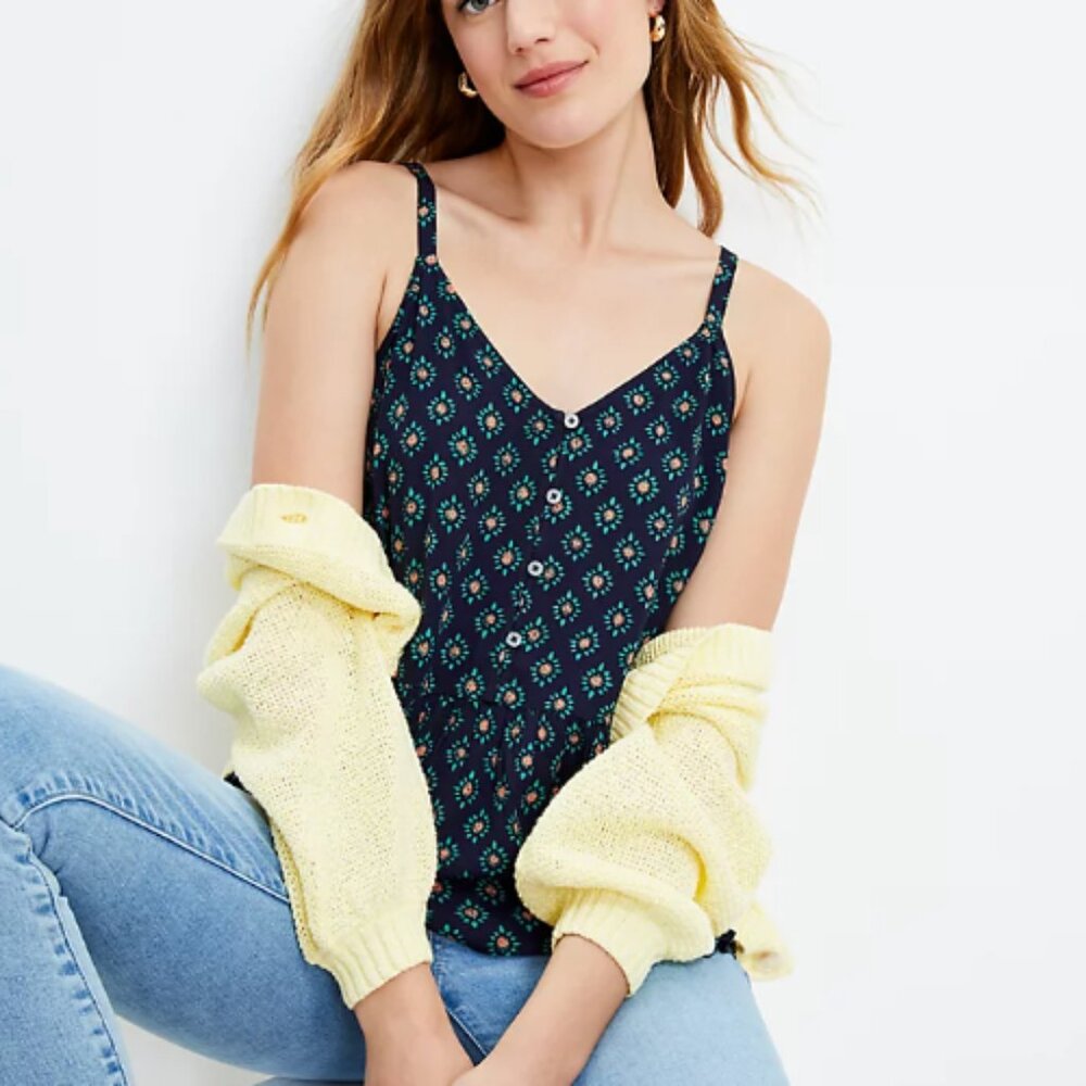 LOFT - Bloom Button Peplum Cami NWOT - Picture 2 of 6
